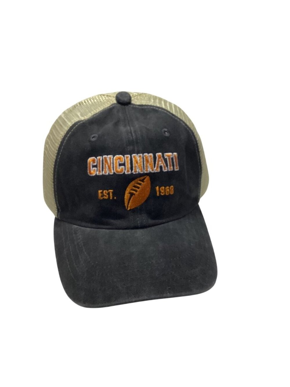 New Vintage Cincinnati NFL Mesh Snap Back Adj Black Orange Beige Embroidered NEW